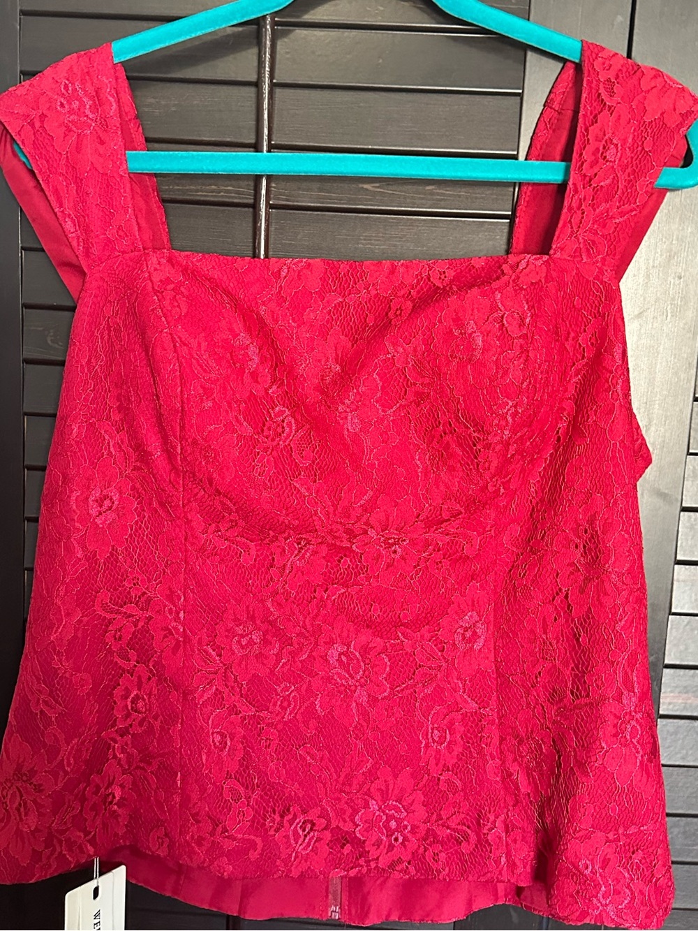 Red Floral Lace Square-Neck Camisole